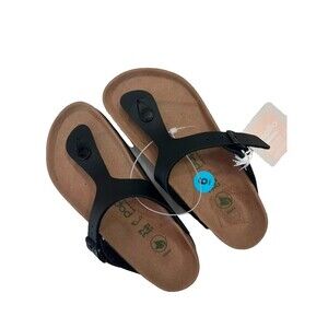 Papillio Birkenstock Gizeh Sandals Women Size 37 Black Platform Slippers New